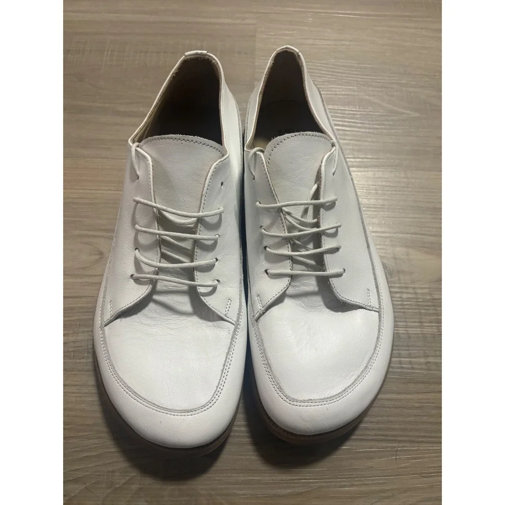 Nebula Walking White Leather Lace Up Oxfords Wide Toe Box Womens 10.5